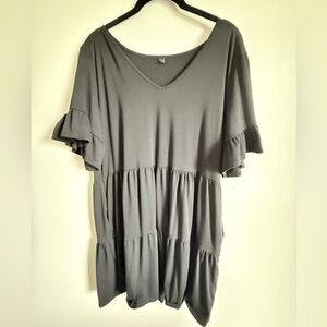 2XL Black Ruffle T-Shirt Dress with Pockets